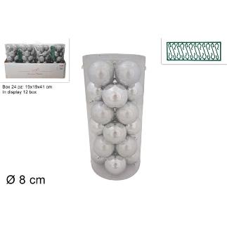 BOLAS 8 CM 24 PZAS PLATA