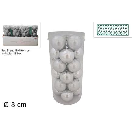 BOLAS 8 CM 24 PZAS PLATA