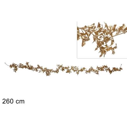 GUIRNALDA 260 CM HOJAS MUERDAGO DORADAS