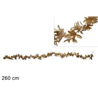 GUIRNALDA 260 CM HOJAS GLITTERADAS DORADO