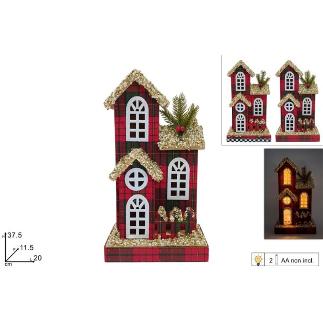 CASA MADERA CON LUCES DECOR ESCOCES SURT DE 3