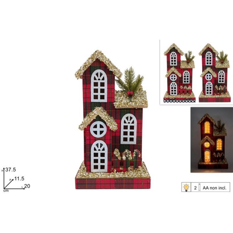 CASA MADERA CON LUCES DECOR ESCOCES SURT DE 3