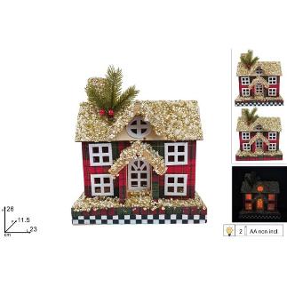 CASA MADERA CON LUCES DECOR ESCOCES SURT DE 4
