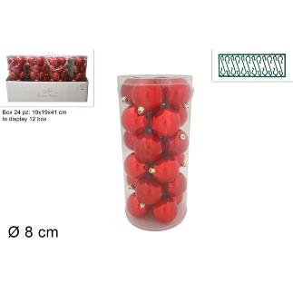 BOLAS 8 CM 24 PZ ROJO IN DISPLAY