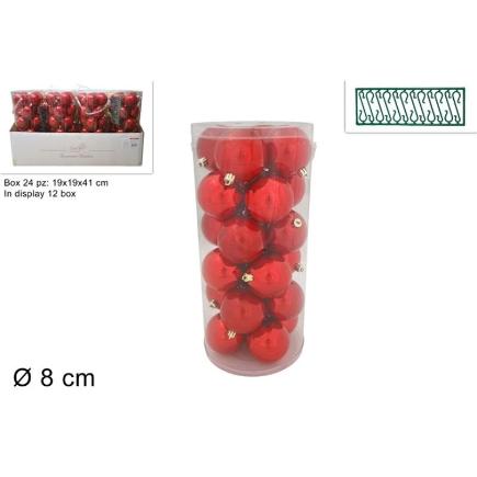 BOLAS 8 CM 24 PZ ROJO IN DISPLAY