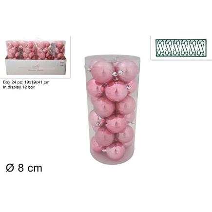 BOLAS 8 CM 24 PZAS ROSA