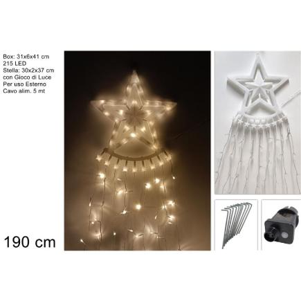 ESTRELLA CON CUERDAS LUMINOSAS 215 LED CON JUEGO DE LUCES BLANCO CALIDO