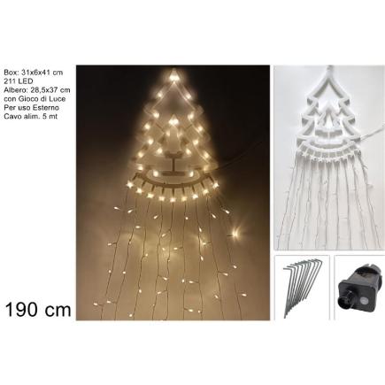 ARBOL CON CABLES LUMINOSOS 211 LED C/LUZ JUEGO BLANCO CALIDO
