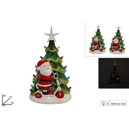 ARBOL DE NAVIDAD CON TEMAS NAVIDEÑOS 25 CM CON LUZ BATT