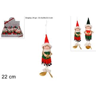 COLGADOR MUÑECA 22 CM DECORACION AJEDREZ SURT DE 2 EN EXHIBI