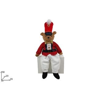 OSO SOLDADO SENTADO 58 CM CON CHAQUETA ROJA
