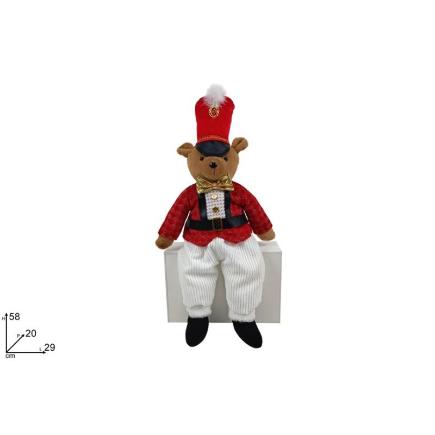 OSO SOLDADO SENTADO 58 CM CON CHAQUETA ROJA