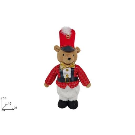 OSO SOLDADO 50 CM CON CHAQUETA ROJA