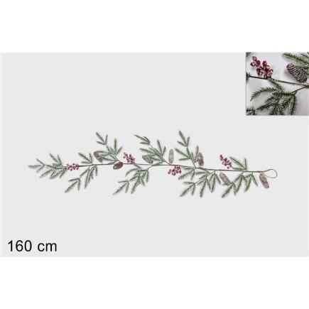 GUIRNALDA DE RAMAS DE PVC CON BAYAS Y PIÑAS 160 CM