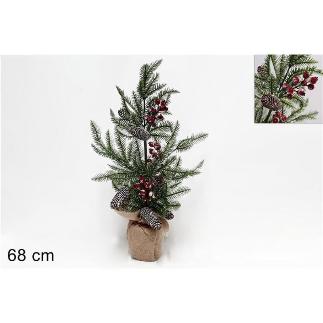 ARBOL DE NAVIDAD NEVADO CON BAYAS 68 CM