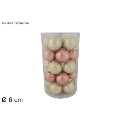 BOLAS 6 CM 25 PZ BEIGE/BRONCE LUCIDO