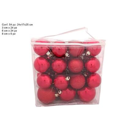 BOLAS 54 PIEZAS SURT DE MEDIDAS ROJAS EN BOLSA PVC