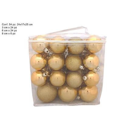 BOLAS 54 PIEZAS SURT DE MEDIDAS DORADAS EN BOLSA PVC