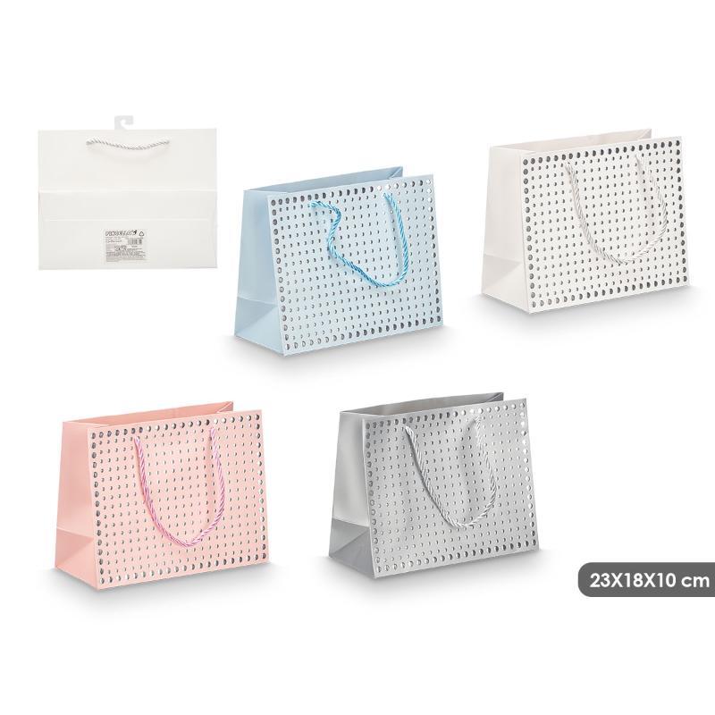 BOLSA ASA PUNTOS RELIEVE SURT 4 COL 23X18X10 CM