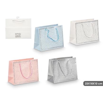 BOLSA ASA PUNTOS RELIEVE SURT 4 COL 23X18X10 CM