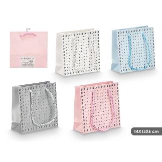 BOLSA ASA PUNTOS RELIEVE SURT 4 COL 14X15X6 CM