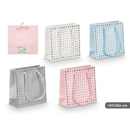 BOLSA ASA PUNTOS RELIEVE SURT 4 COL 14X15X6 CM