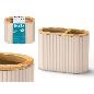 PORTACEPILLOS RAYAS DOBLE BAMBU BEIGE