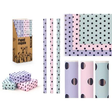 ROLLO PAPEL REGALO 70X200 LUNARES SURT
