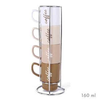 SET 4 TAZAS CAFE EN SOPORTE METAL COFFE BREAK