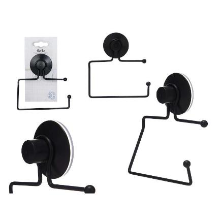 PORTARROLLO METAL NEGRO MATE VENTOSA