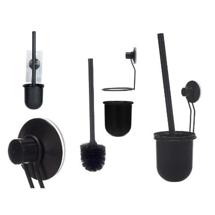 SOPORTE ESCOBILLERO PARED METAL NEGRO