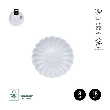 PLATO FORMA RIZADO BLUE 18 CM CARTON 8 UDS