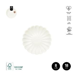 PLATO FORMA RIZADO IVORY 18 CM CARTON 8 UDS