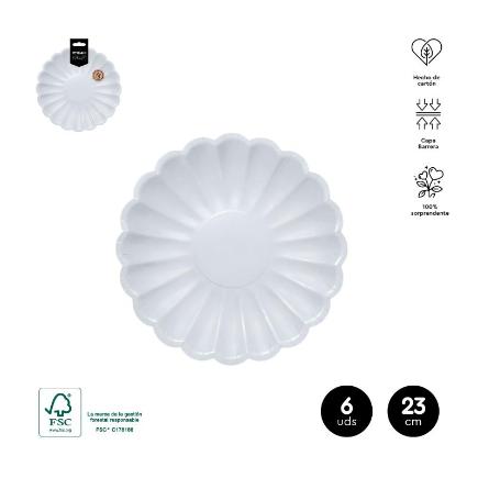 PLATO FORMA RIZADO BLUE 23 CM CARTON 6 UDS
