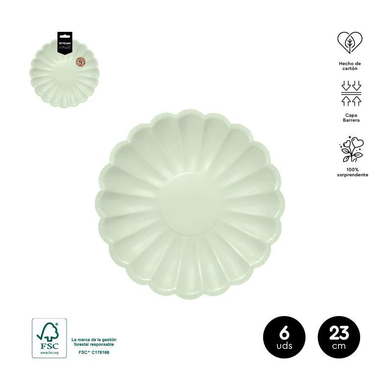 PLATO FORMA RIZADO MINT 23 CM CARTON 6 UDS