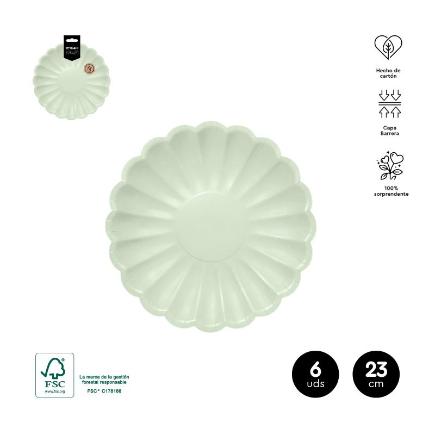 PLATO FORMA RIZADO MINT 23 CM CARTON 6 UDS