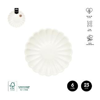 PLATO FORMA RIZADO IVORY 23 CM CARTON 6 UDS