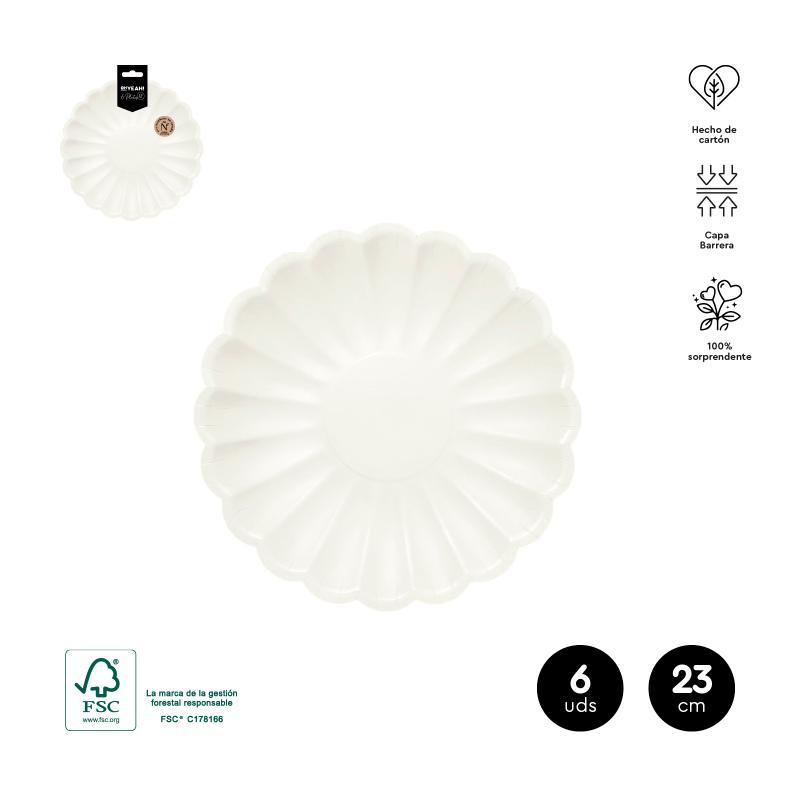 PLATO FORMA RIZADO IVORY 23 CM CARTON 6 UDS