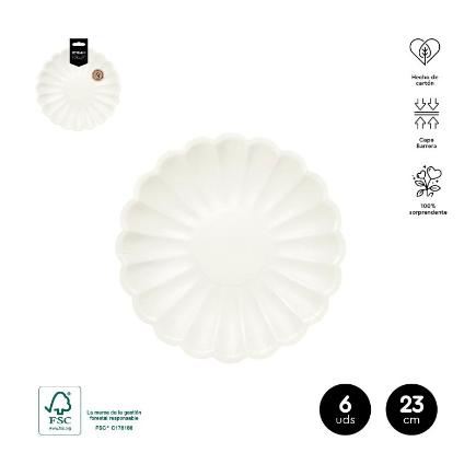 PLATO FORMA RIZADO IVORY 23 CM CARTON 6 UDS