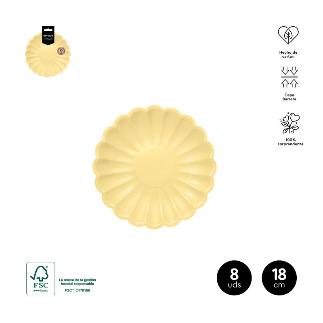 PLATO FORMA RIZADO YELLOW 18 CM CARTON 8 UDS