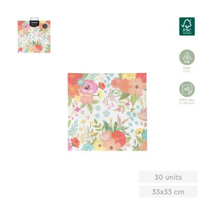SERVILLETA DOBLE CAPA FLORAL 33X33 CM 30 UDS