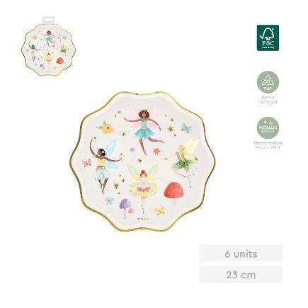 PLATO FORMA HADAS STAMPING ORO 23 CM CARTON 6 UDS