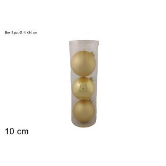 BOLAS DE VIDRIO 10 CM 3 PCS ORO BRILLANTE/MATE EN CAJA PVC BRILLO/MATE