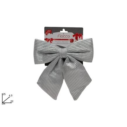 LAZO 22 CM TELA RAYAS PLATA