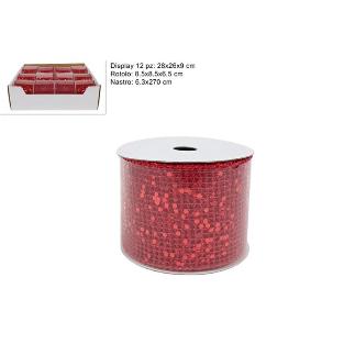 CINTA 6.3X270 CM ROJA MALLA BRILLANTE