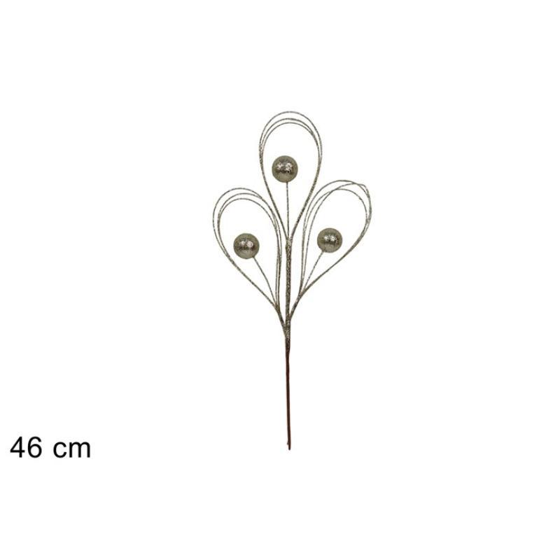 TALLO HILOS CON BOLAS BRILLANTES 46 CM CHAMPAN
