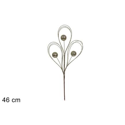 TALLO HILOS CON BOLAS BRILLANTES 46 CM CHAMPAN