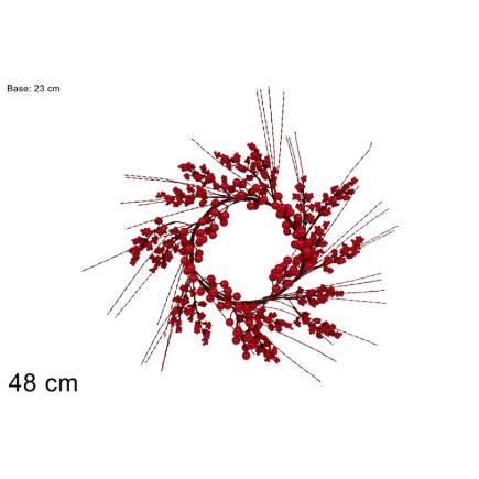 DEC PUERTA BAYAS DIAM 23 CM CON HILOS LAMINADOS ROJOS