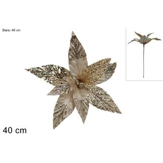 TALLO FLOR LENTEJUELAS MALLA 40 CM CHAMPAN