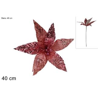 TALLO FLOR LENTEJUELAS MALLA 40 CM ROSA